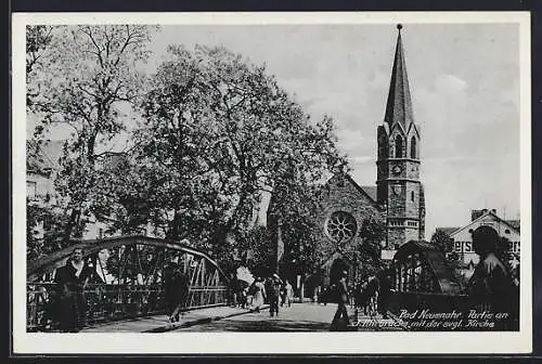 AK Bad Neuenahr, Partie an der Ahrbrücke mit der evgl. Kirche