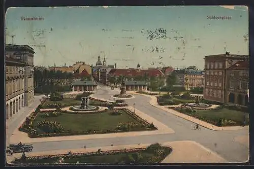 AK Mannheim, Schlossplatz aus der Vogelschau