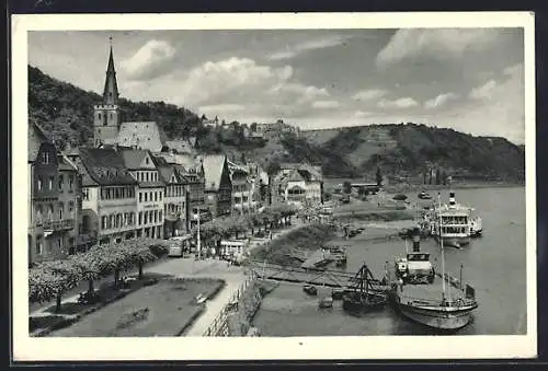 AK St. Goar am Rhein, Rheinpromenade aus der Vogelschau