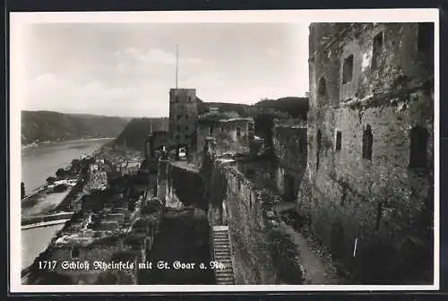 AK St. Goar a. Rh., Schloss Rheinfels mit St. Goar