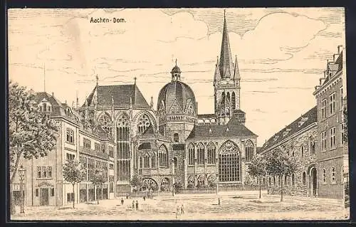 Künstler-AK Aachen, Blick zum Dom