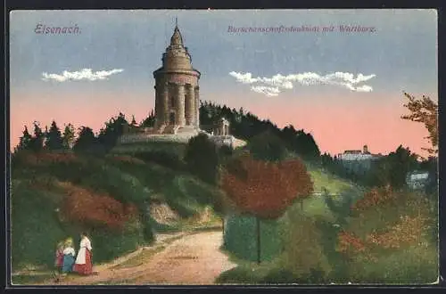 AK Eisenach, Burschenschaftsdenkmal mit Wartburg