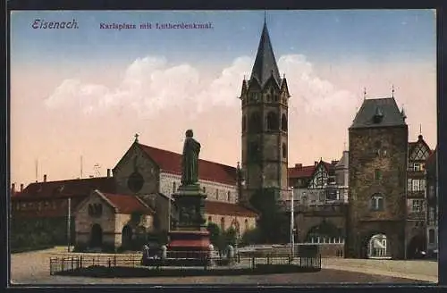 AK Eisenach, Karlsplatz mit Lutherdenkmal