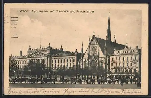 AK Leipzig, Augustusplatz mit Universität und Paulinerkirche