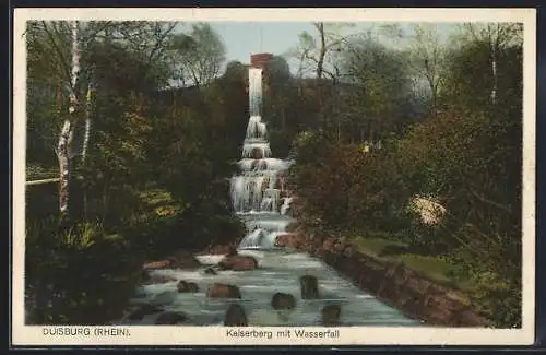 AK Duisburg /Rhein, Kaiserberg mit Wasserfall