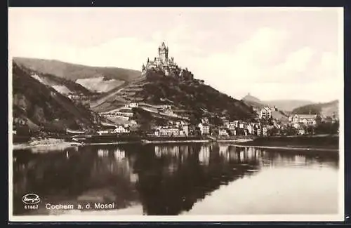 AK Cochem a. d. Mosel, Ortsansicht über das Wasser