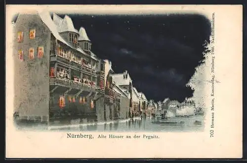 AK Nürnberg, Alte Häuser an der Pegnitz