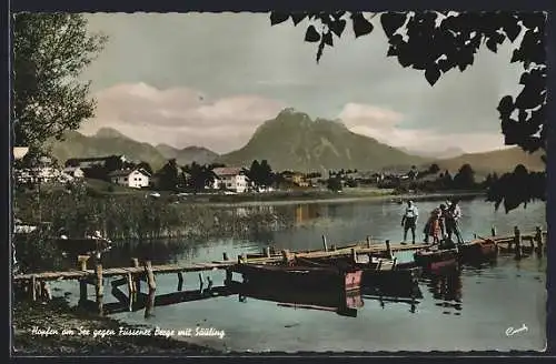 AK Hopfen am See, Ortsansicht gegen Füssener Berge mit Säuling