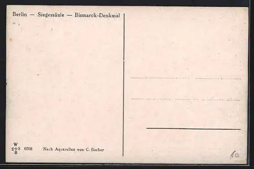 Künstler-AK Court Barber: Berlin, Siegessäule und Bismarck-Denkmal