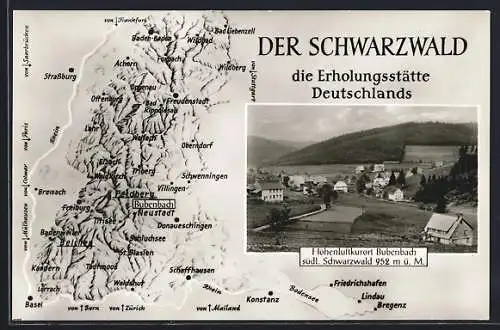 AK Bubenbach /südl. Schwarzwald, Ortsansicht mit geografischer Ansicht vom Schwarzwald