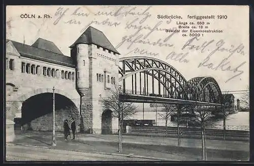 AK Köln-Neustadt, Blick zur Südbrücke