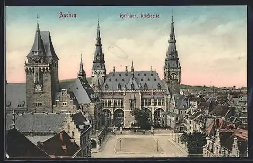 AK Aachen, Rückseite vom Rathaus