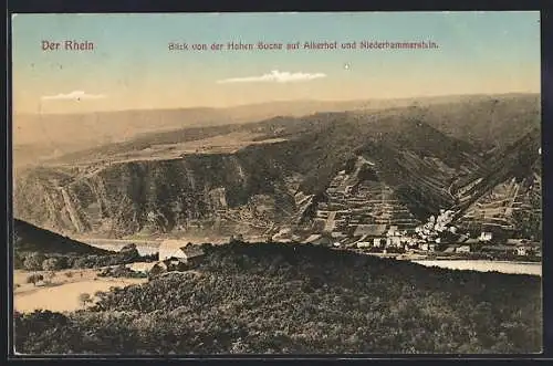 AK Hammerstein am Rhein, Blick von der Hohen Buche auf Alkerhof und Niederhammerstein