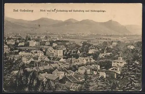 AK Bad Godesberg, Blick von der Godesburg auf Godesberg und Siebengebirge