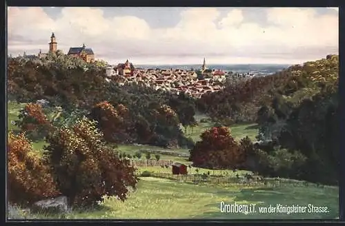 Künstler-AK Kronberg, Panorama von der Königsteiner Strasse