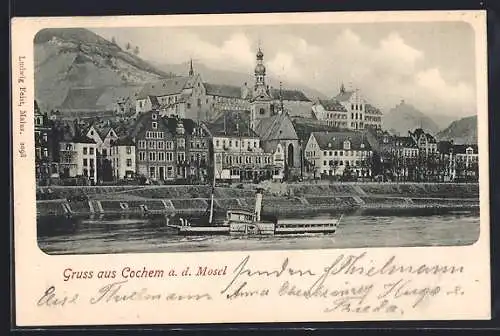 AK Cochem a. d. Mosel, Ortsansicht über die Mosel