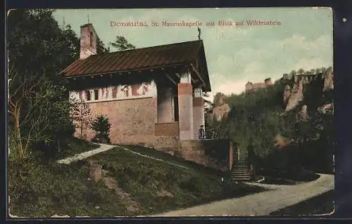 AK Beuron, St. Mauruskapelle im Donautal mit Blick auf Wildenstein