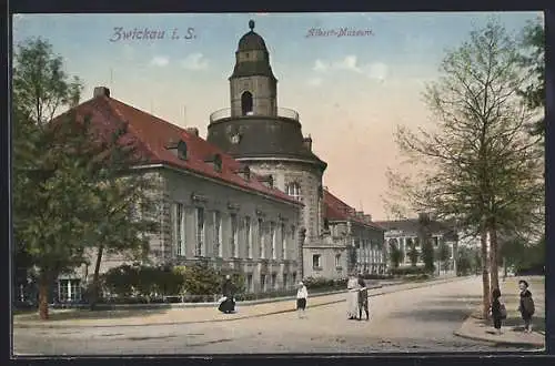 AK Zwickau i. S., Strassenpartie am Albert Museum