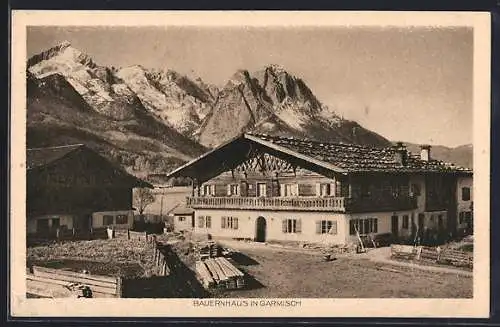 AK Garmisch, Blick zu einem Bauernhaus