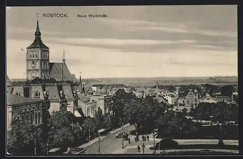 AK Rostock, Neue Wallstrasse aus der Vogelschau