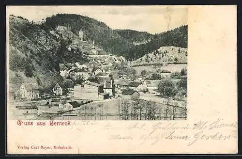 AK Berneck / Fichtelgebirge, Gesamtansicht aus der Vogelschau