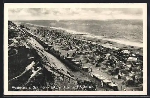 AK Westerland a. Sylt, Blick auf die Dünen und Südstrand