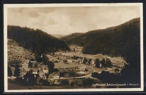 AK Schönmünzach i. Murgtal, Gesamtansicht von einen Berg aus