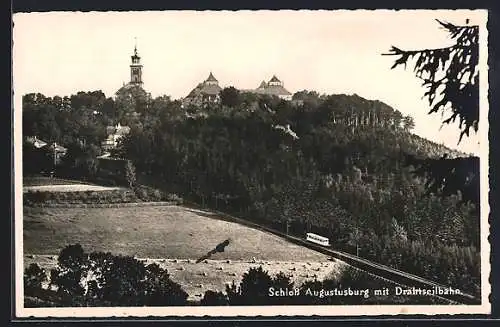 AK Augustusburg, Schloss mit Drahtseilbahn