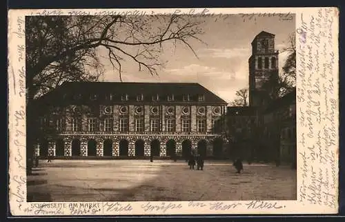 AK Mülheim a. d. Ruhr, Rathaus mit der Schauseite am Markt