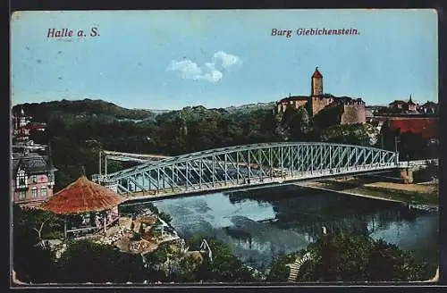 AK Halle a. S., Blick zur Burg Giebichenstein