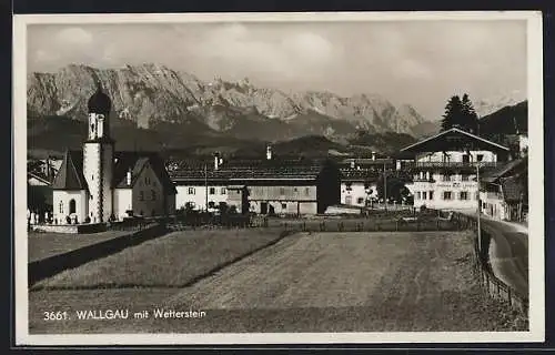 AK Wallgau, Teilansicht mit Wetterstein