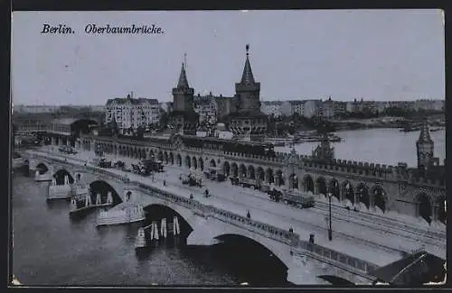 AK Berlin-Friedrichshain, Blick auf die Oberbaumbrücke