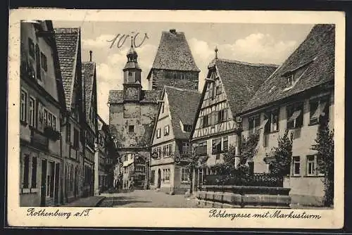 AK Rothenburg o. T., Rödergasse mit Markusturm