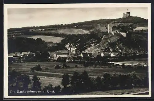 AK Heldrungen a. d. Unstrut, Blick zu den Sachsenburgen