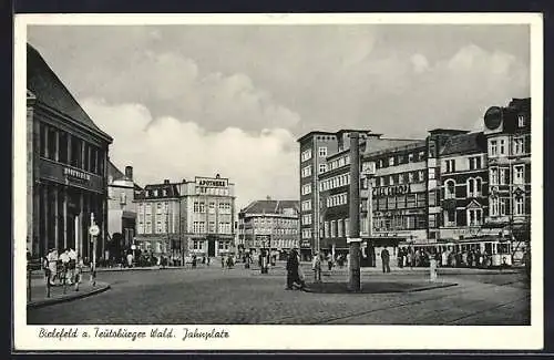 AK Bielefeld, Am Jahnplatz, Café Europa, Strassenbahn