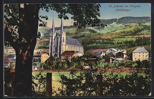 AK St. Johann im Pongau, Ortsansicht mit Kirche