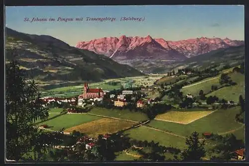 AK St. Johann im Pongau, Gesamtansicht mit Tennengebirge