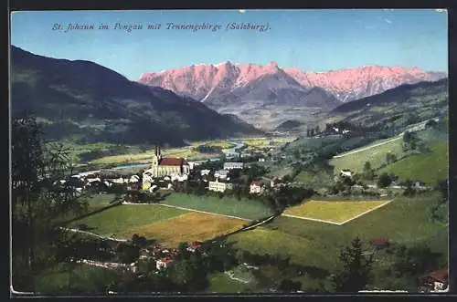 AK St. Johann im Pongau, Totalansicht mit Tennengebirge