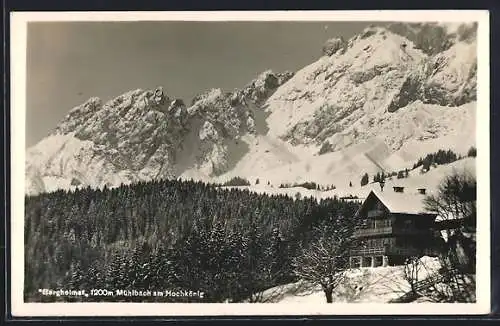 AK Mühlbach am Hochkönig, verschneite Bergheimat