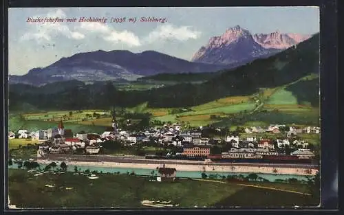 AK Bischofshofen /Salzburg, Totalansicht mit Hochkönig