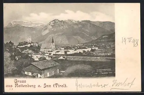 AK Rattenberg a. Inn, Ortsansicht aus der Vogelschau