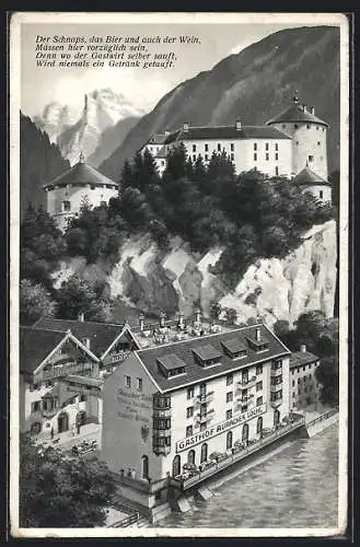 AK Kufstein, Gasthof Auracher Löchl mit Spruch