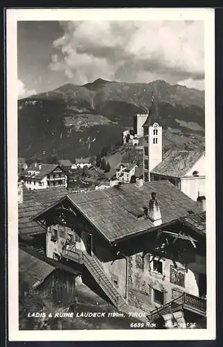 AK Ladis, Ortsansicht Ruine Laudeck