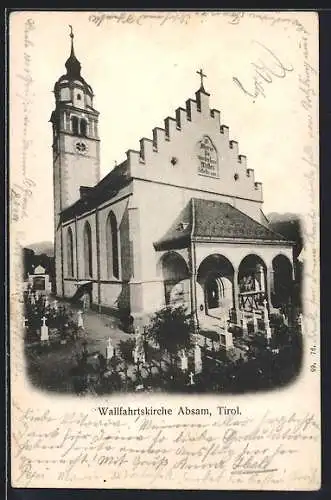 AK Absam / Tirol, Partie an der Wallfahrtskirche