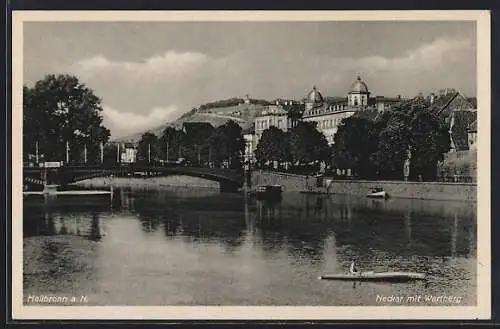 AK Heilbronn a. N., Neckar mit Wartberg