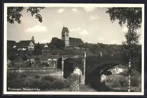 AK Plochingen, Partie mit Neckarbrücke