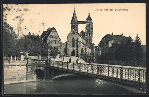 AK Esslingen / Neckar, Partie mit der Stadtkirche