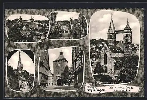 AK Esslingen am Neckar, Wolfstor, Neckarhalde und Burg