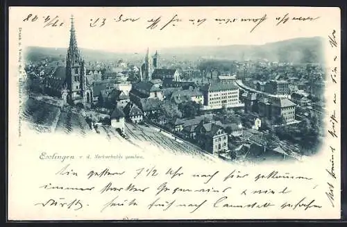 AK Esslingen / Neckar, Teilansicht mit Kirche von der Neckarhalde aus gesehen