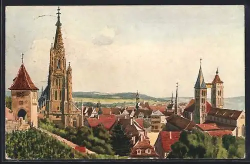 AK Esslingen a. N., Ortsansicht mit Kirche